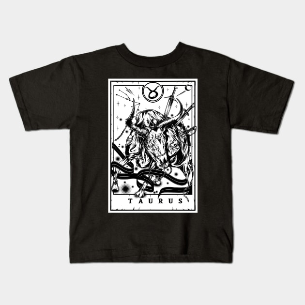 Taurus Zodiac Tarot Kids T-Shirt by Scottconnick